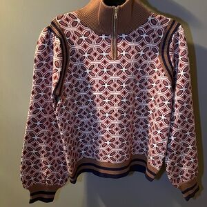 Elegant Women's Cowl Neck Sweater in Red and Brown